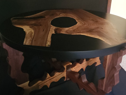 Black walnut and epoxy coffee table