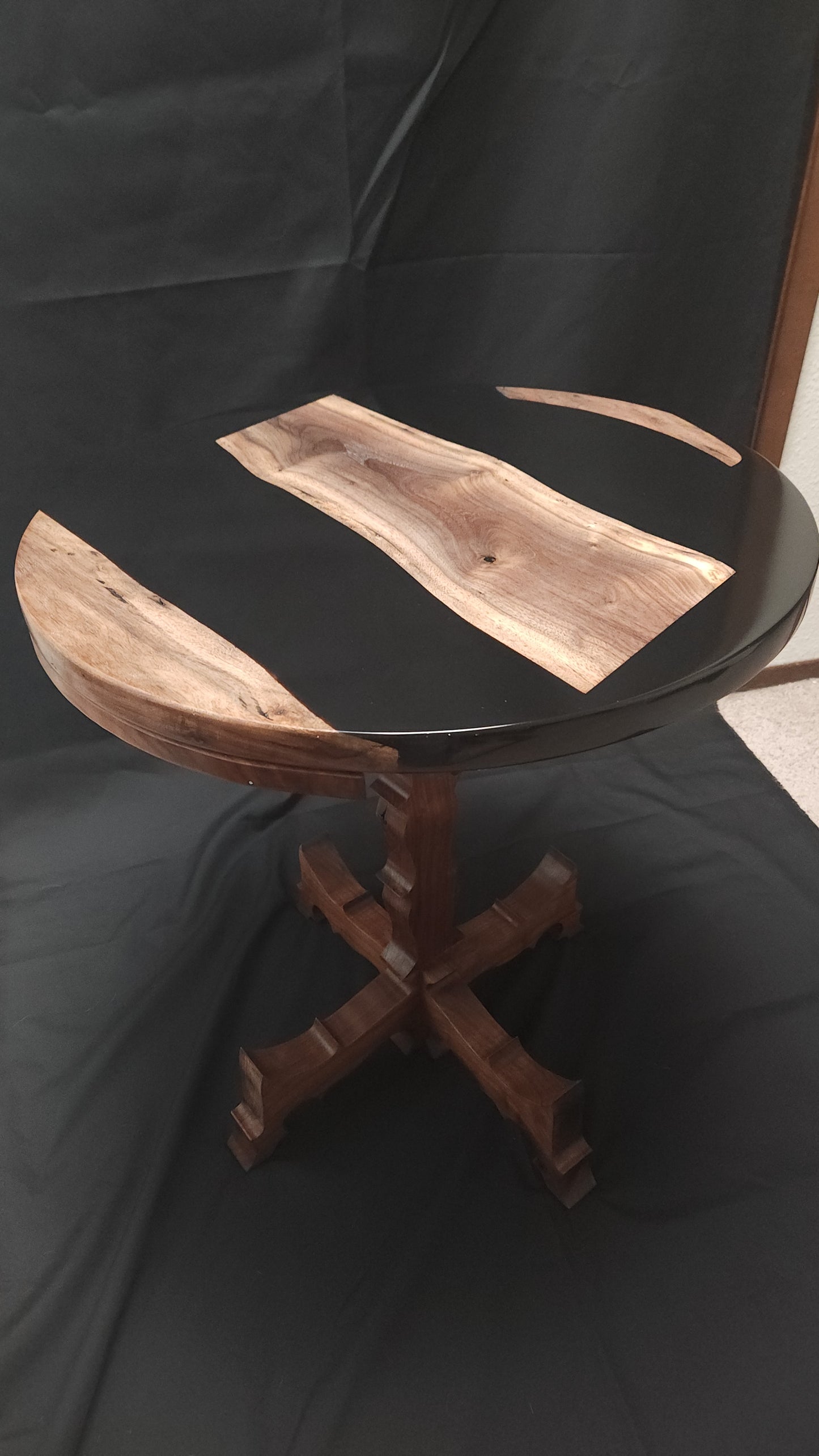 Black walnut and epoxy end table